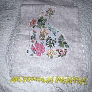 Floral Easter Spring Bunny Embroidered Linen table runner NWT